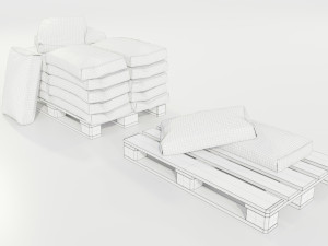 Pallet with Cement Bags 3Dモデル
