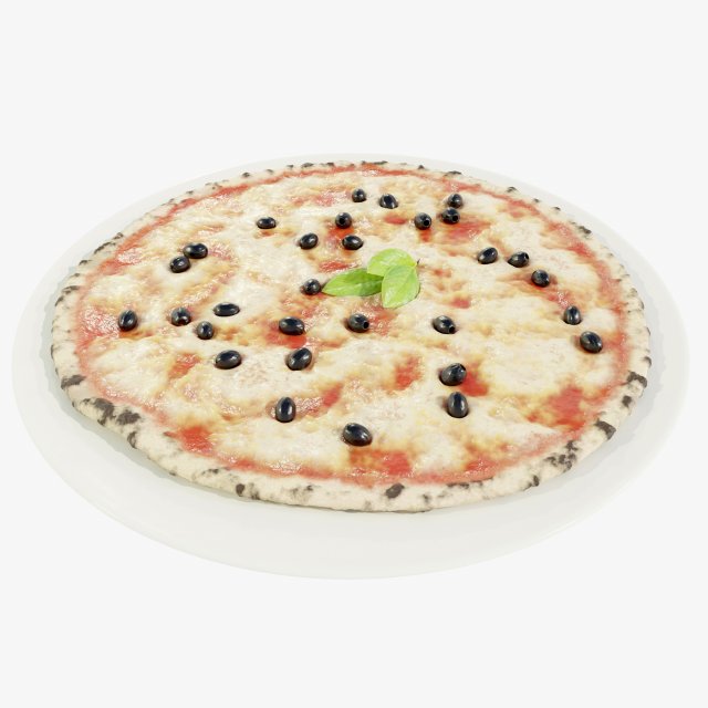 Pizza with Olives 3D मॉडल .c4d .max .obj .3ds .fbx .stl .blend 