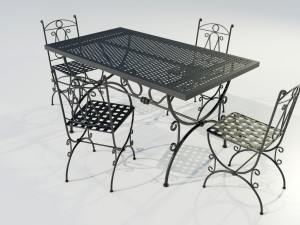 Iron Table and Chairs 3Dモデル