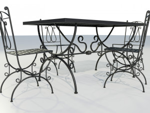 Iron Table and Chairs 3Dモデル
