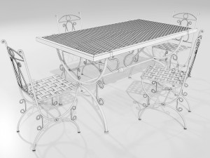 Iron Table and Chairs 3Dモデル