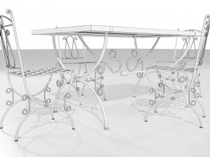 Iron Table and Chairs 3Dモデル