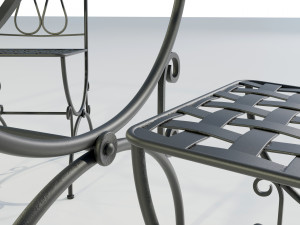 Iron Glass Table and Chairs 3Dモデル