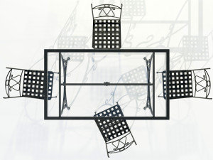 Iron Glass Table and Chairs 3Dモデル