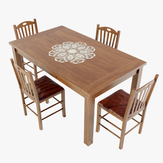 Wooden Dining Table 3D मॉडल .c4d .max .obj .3ds .fbx .stl .blend 