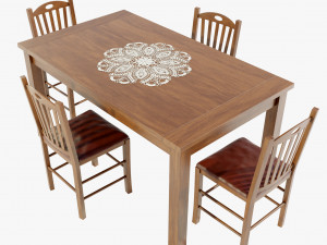 Wooden Dining Table 3Dモデル