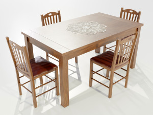 Wooden Dining Table 3D मॉडल