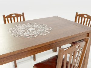 Wooden Dining Table 3D मॉडल
