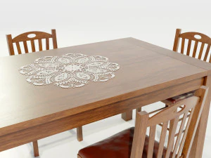 Wooden Dining Table 3D Model