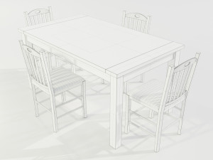 Wooden Dining Table 3D मॉडल