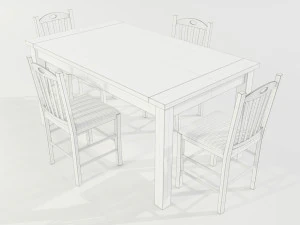Wooden Dining Table 3D Model
