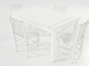 Wooden Dining Table 3D मॉडल