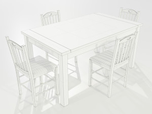 Wooden Dining Table 3D मॉडल