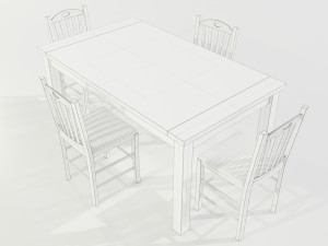 Wooden Dining Table 3D मॉडल
