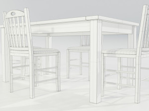 Wooden Dining Table 3D मॉडल