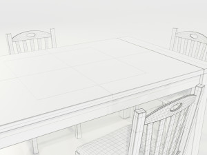Wooden Dining Table 3D मॉडल