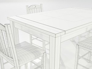 Wooden Dining Table 3D मॉडल
