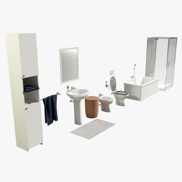 Bathroom Complete Furniture Set 3Dモデル .c4d .max .obj .3ds .fbx .stl .blend 