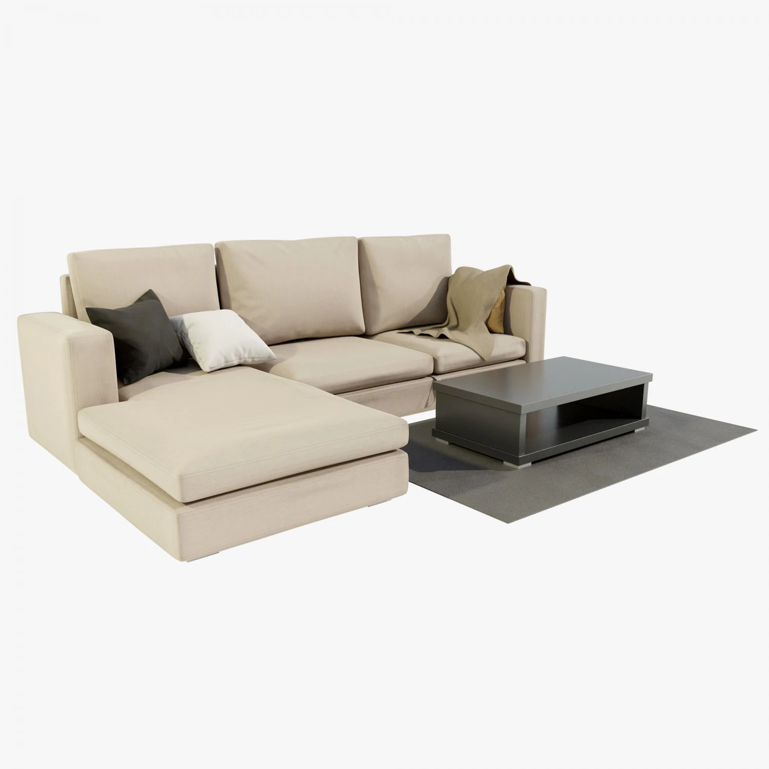 Couch and Coffee Table 3D Model .c4d .max .obj .3ds .fbx .stl .blend 