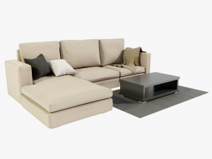 Couch and Coffee Table 3D Model