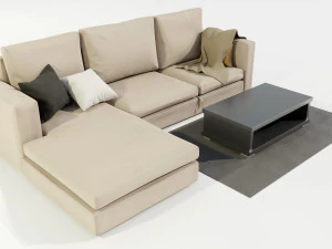 Couch and Coffee Table 3D Model