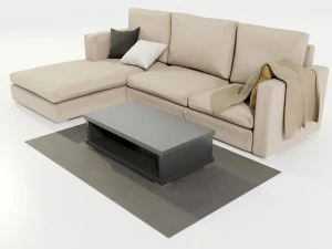 Couch and Coffee Table 3D Model