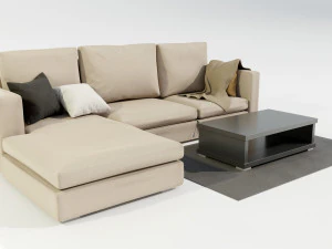 Couch and Coffee Table 3D Model