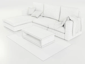 Couch and Coffee Table 3D Model