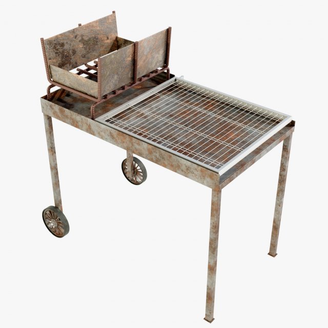 Wood-burning Barbecue 3D Model .c4d .max .obj .3ds .fbx .stl .blend 