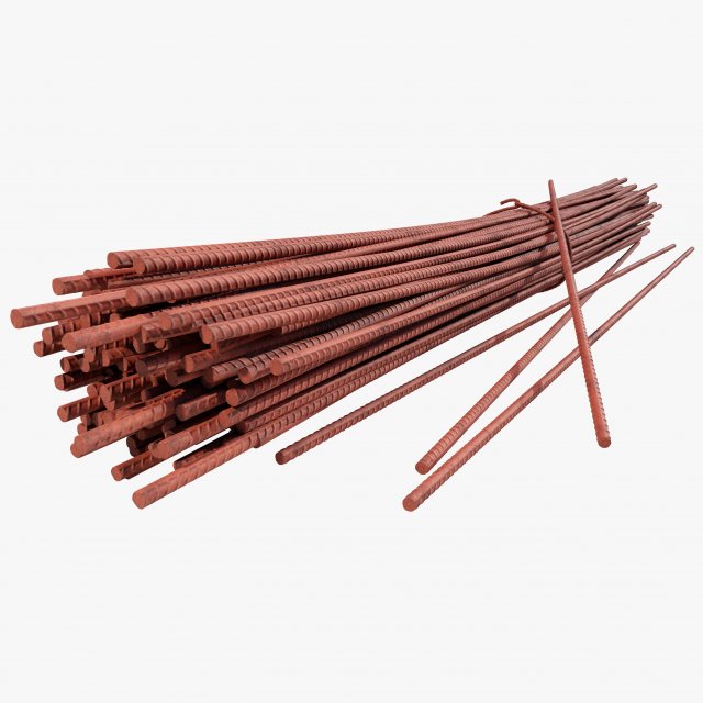 Rusty Concrete Reinforcing Bar 3D मॉडल .c4d .max .obj .3ds .fbx .stl .blend 