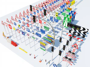Cole&ccedil;&atilde;o de sinais de tr&acirc;nsito italianos Modelo 3D