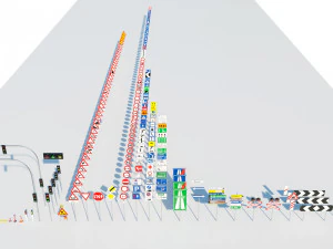 Cole&ccedil;&atilde;o de sinais de tr&acirc;nsito italianos Modelo 3D