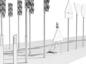 Cole&ccedil;&atilde;o de sinais de tr&acirc;nsito italianos Modelo 3D