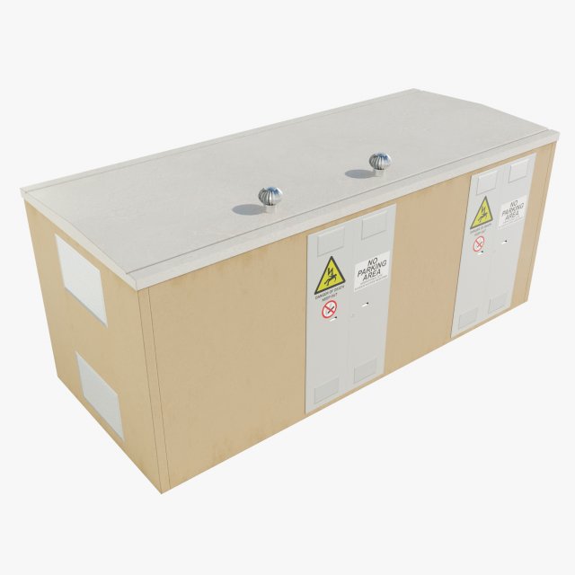 Prefabricated Electrical Substation 3D Model .c4d .max .obj .3ds .fbx .stl .blend 