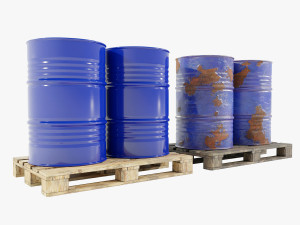 Pallet with Steel Barrels Modelo 3D