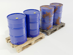 Pallet with Steel Barrels 3D Модель