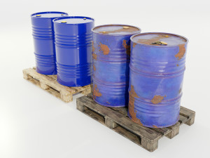 Pallet with Steel Barrels 3D Модель