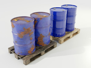 Pallet with Steel Barrels 3D Модель