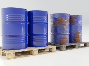 Pallet with Steel Barrels 3D Модель