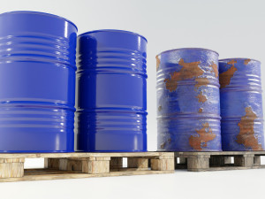 Pallet with Steel Barrels 3D Модель