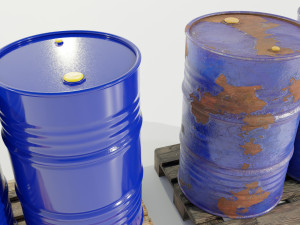 Pallet with Steel Barrels 3D Модель