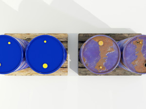 Pallet with Steel Barrels 3D Модель