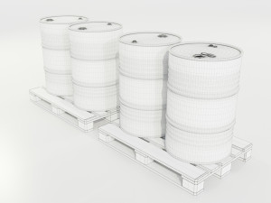 Pallet with Steel Barrels 3D Модель
