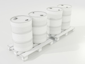 Pallet with Steel Barrels 3D Модель