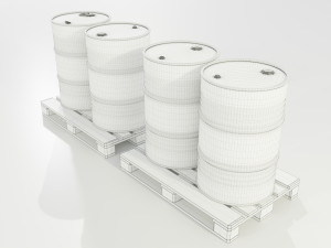 Pallet with Steel Barrels 3D Модель