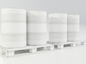 Pallet with Steel Barrels 3D Модель
