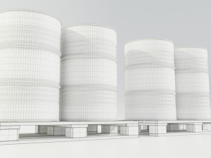Pallet with Steel Barrels 3D Модель