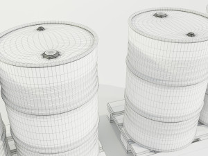 Pallet with Steel Barrels 3D Модель