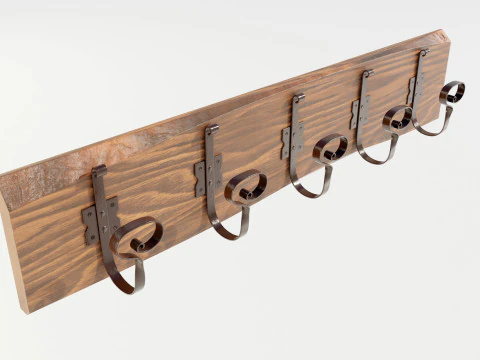 Wooden Coat Rack 3D Model