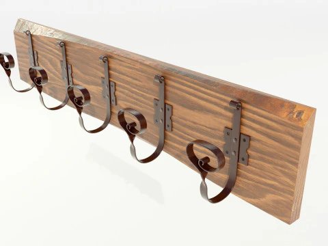 Wooden Coat Rack 3D Model